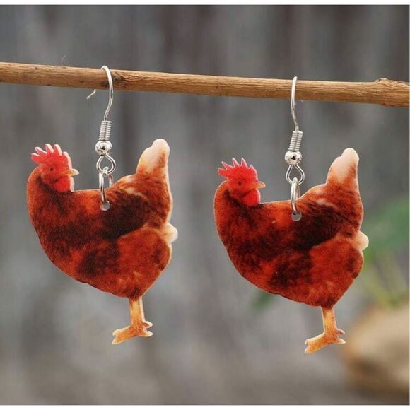 Rooster Earrings - Picture 2 of 2